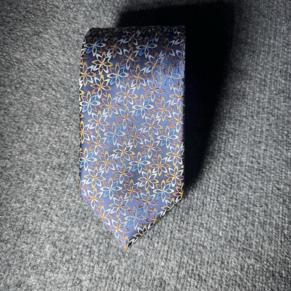 Jhane Barnes Men's 100% Silk Necktie JAPAN Designer Geometric Floral Multicolor - Picture 5 of 11